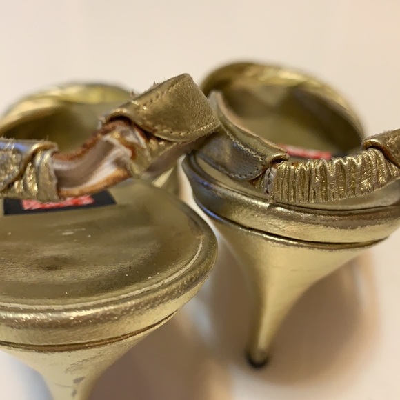 ANNE KLEIN GOLD FOIL LEATHER Heels SHOES MADE IN ITALY LEATHER SZ 6 METALLIC - Picture 13 of 13